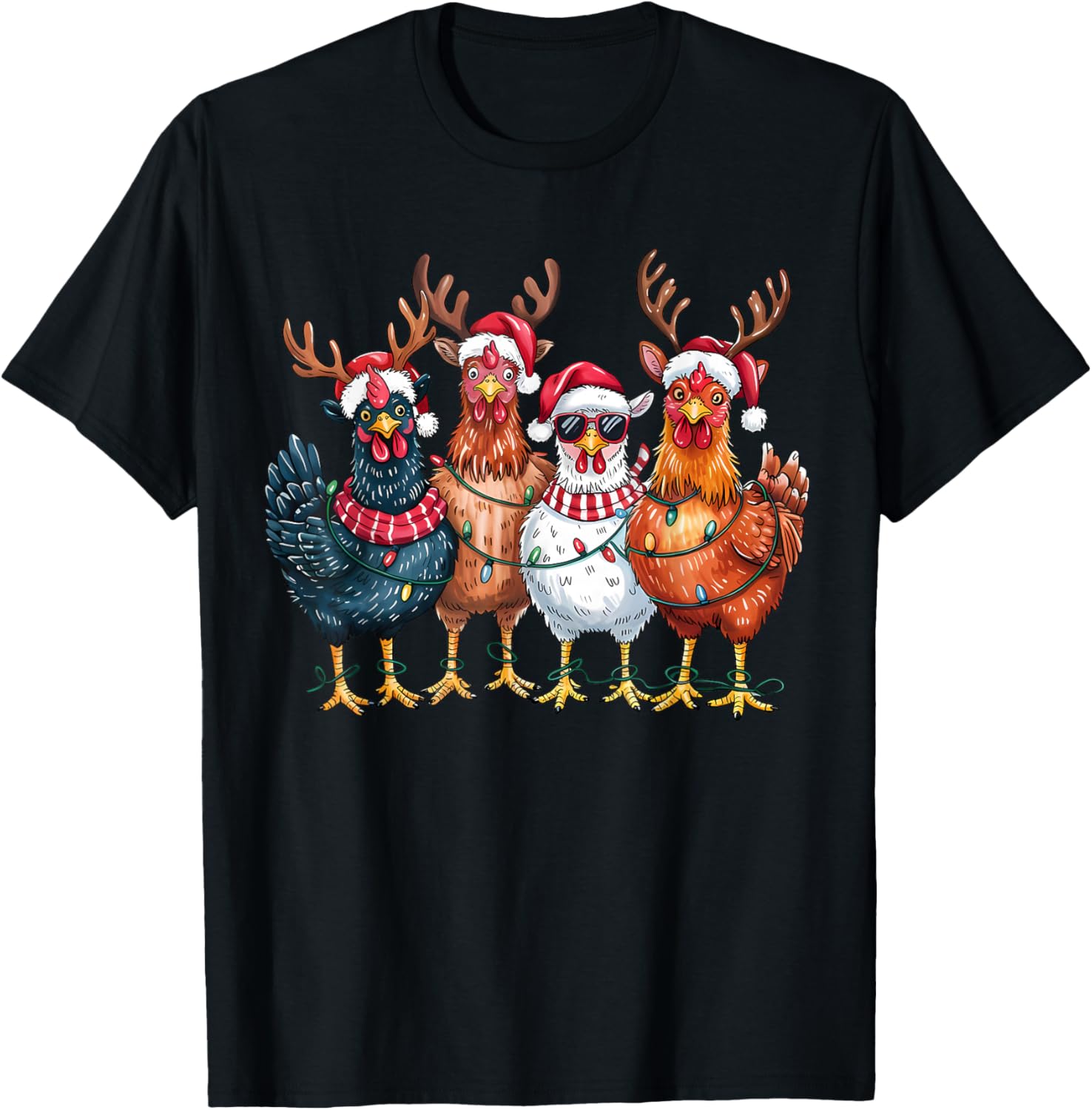 Christmas Chickens Reindeer Farm Animals Xmas Light Holiday