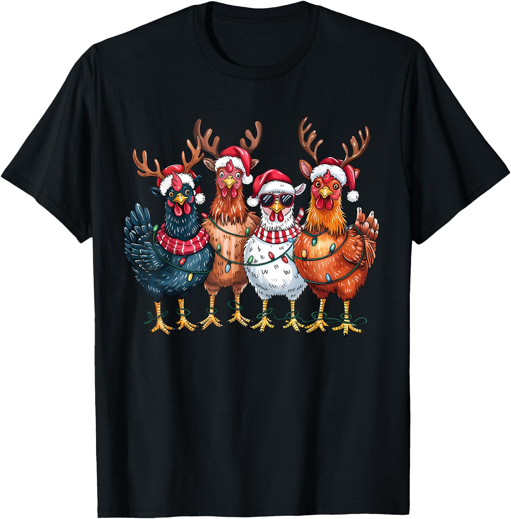 Christmas Chickens Reindeer Farm Animals Xmas Light Holiday