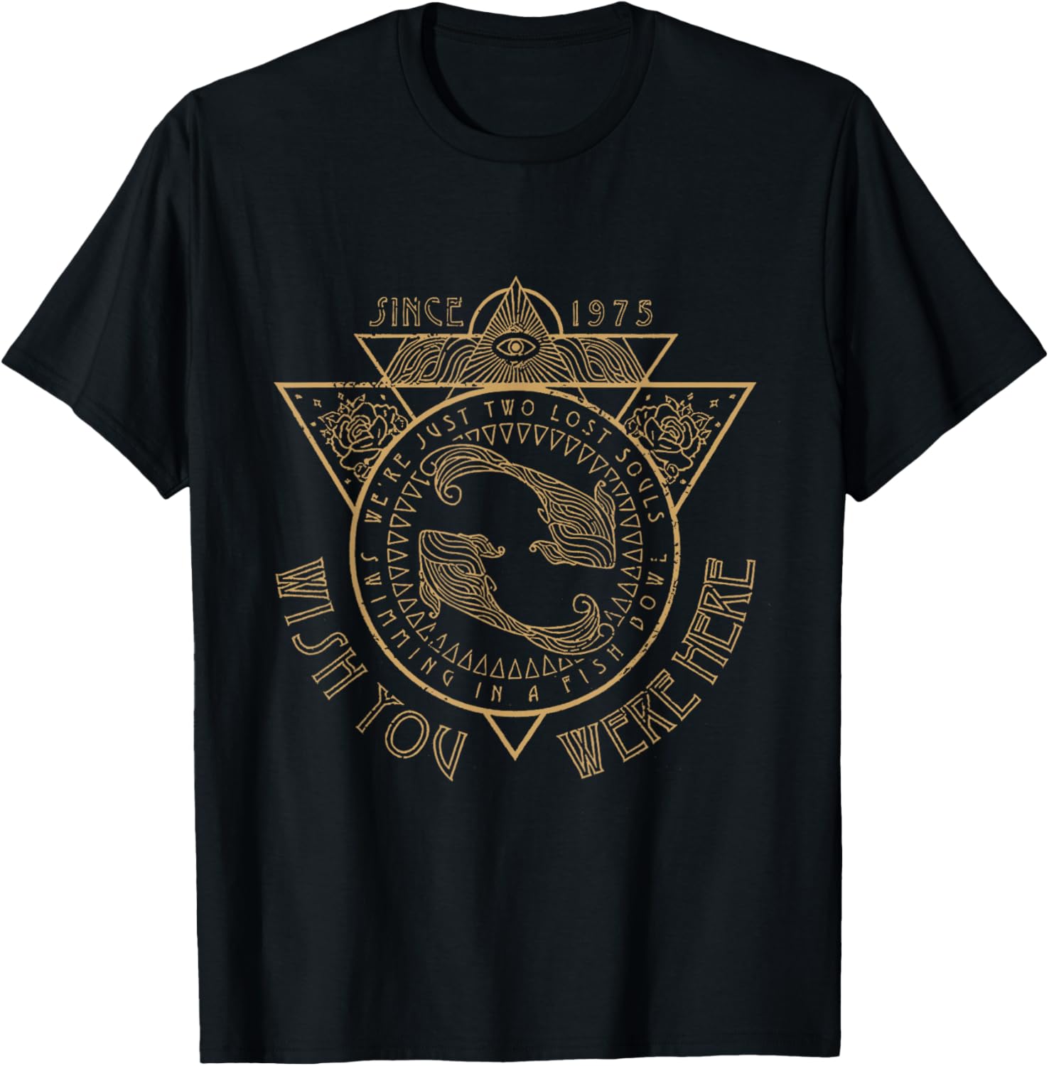 Wish You Were Here Unisex-Adults Classic T-Shirt Black Small Modern Classic T-Shirt Cotton Blend Short Sleeve Crew Neck Alpha Regular Medium Classic Style Lovers Gift Shoppers