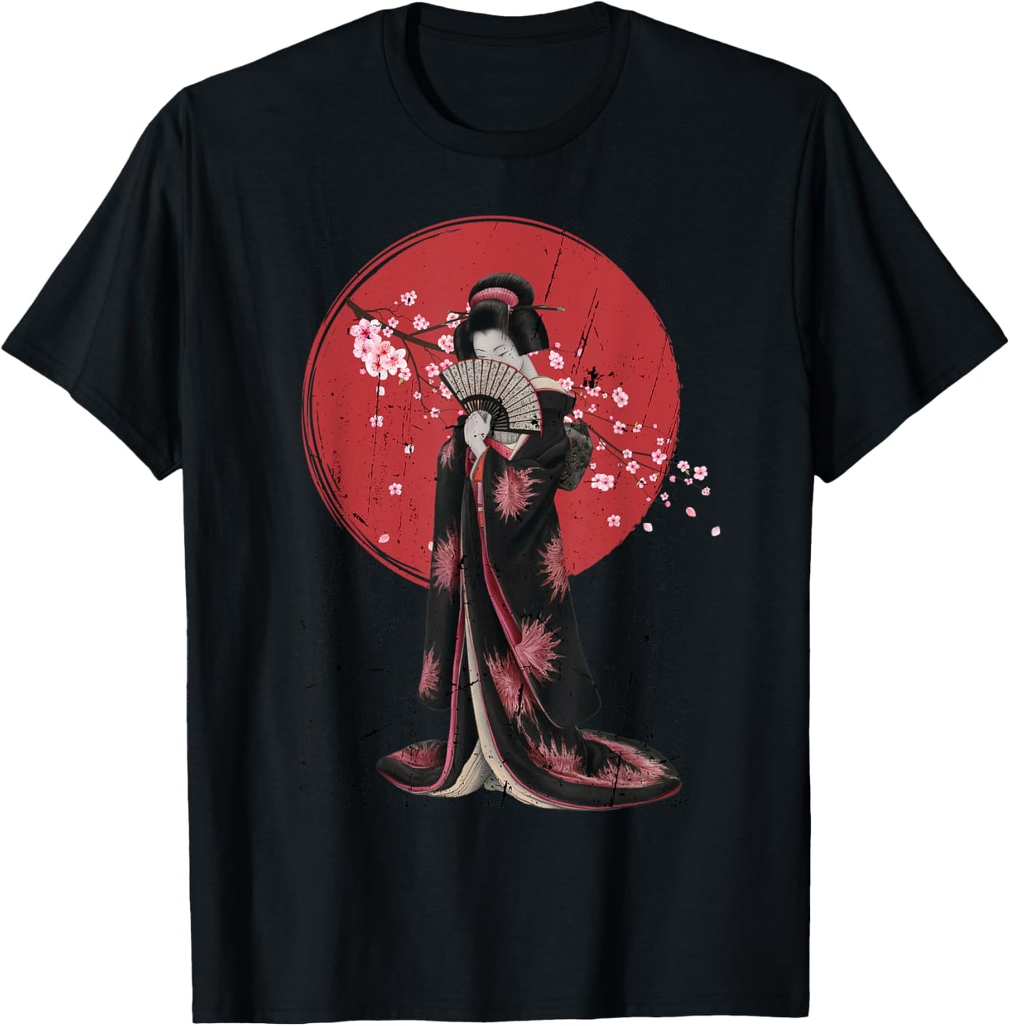 Japanese Anime Geisha with Cherry Blossoms