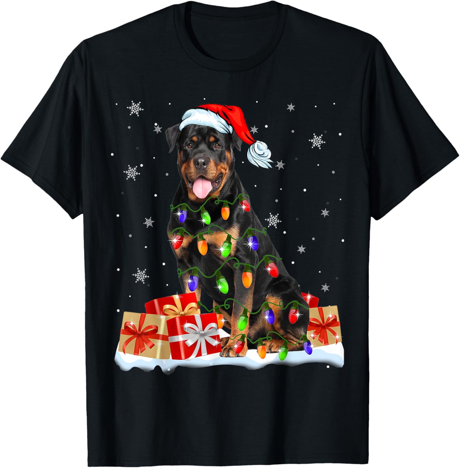 Rottweiler Santa Christmas Tree Light Xmas Puggy Lover Gifts