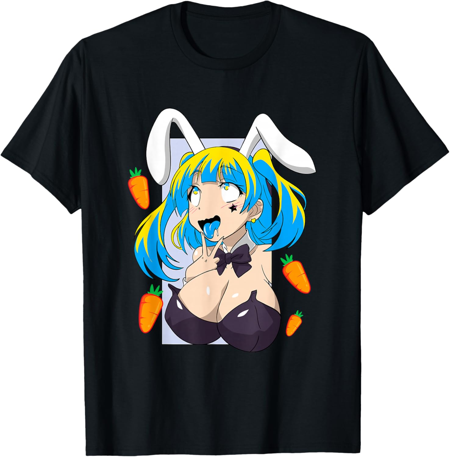 Ahegao shirt anime face rabbit cosplay lewd tees