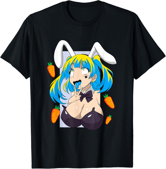 Ahegao shirt anime face rabbit cosplay lewd tees