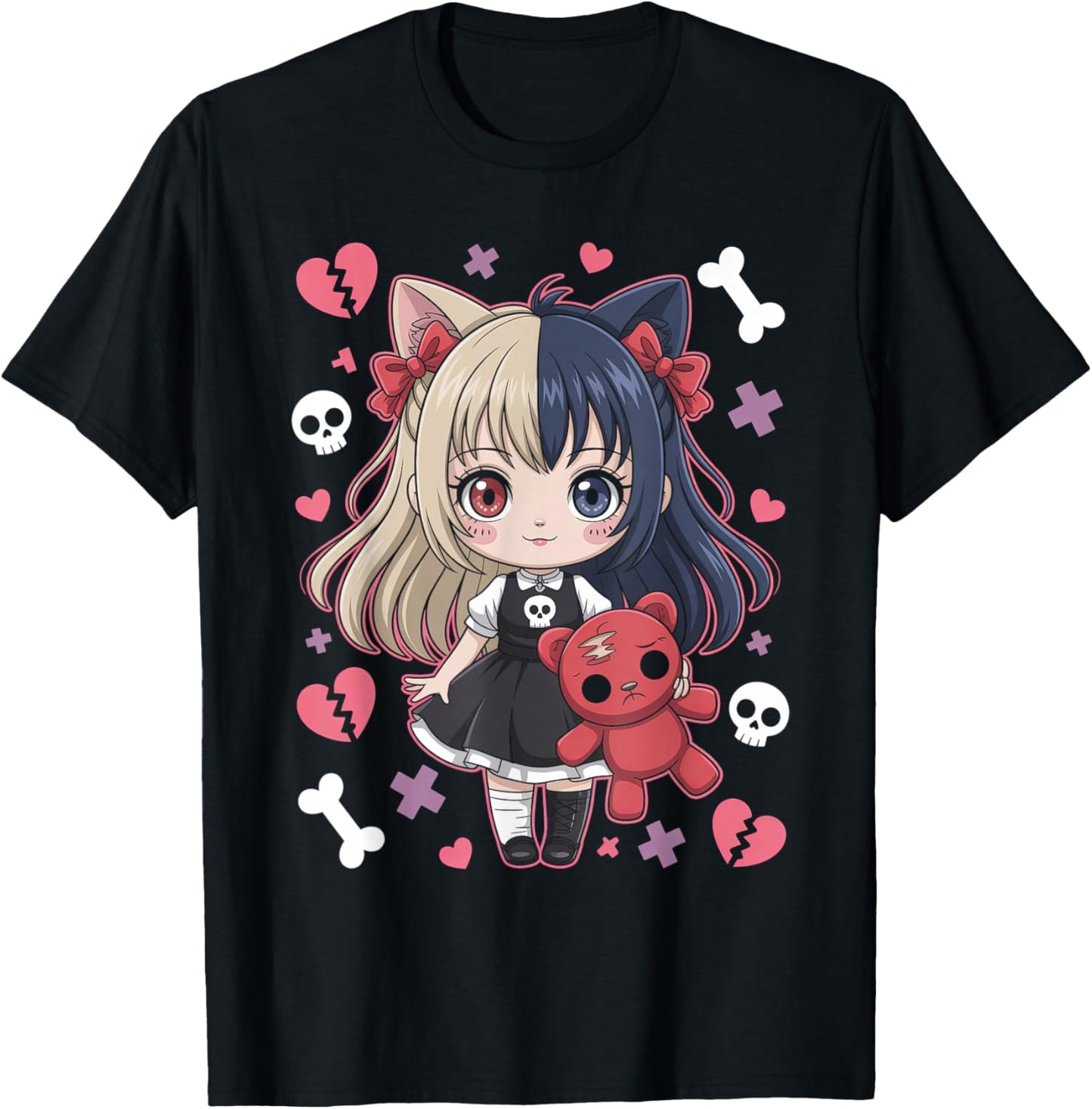 Goth Emo Girl with Teddybear Gothic Chibi Anime Girlie