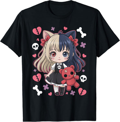 Goth Emo Girl with Teddybear Gothic Chibi Anime Girlie