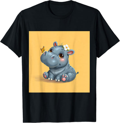 Cute Cartoon Hippo Chibi Style Cute Baby Hippo