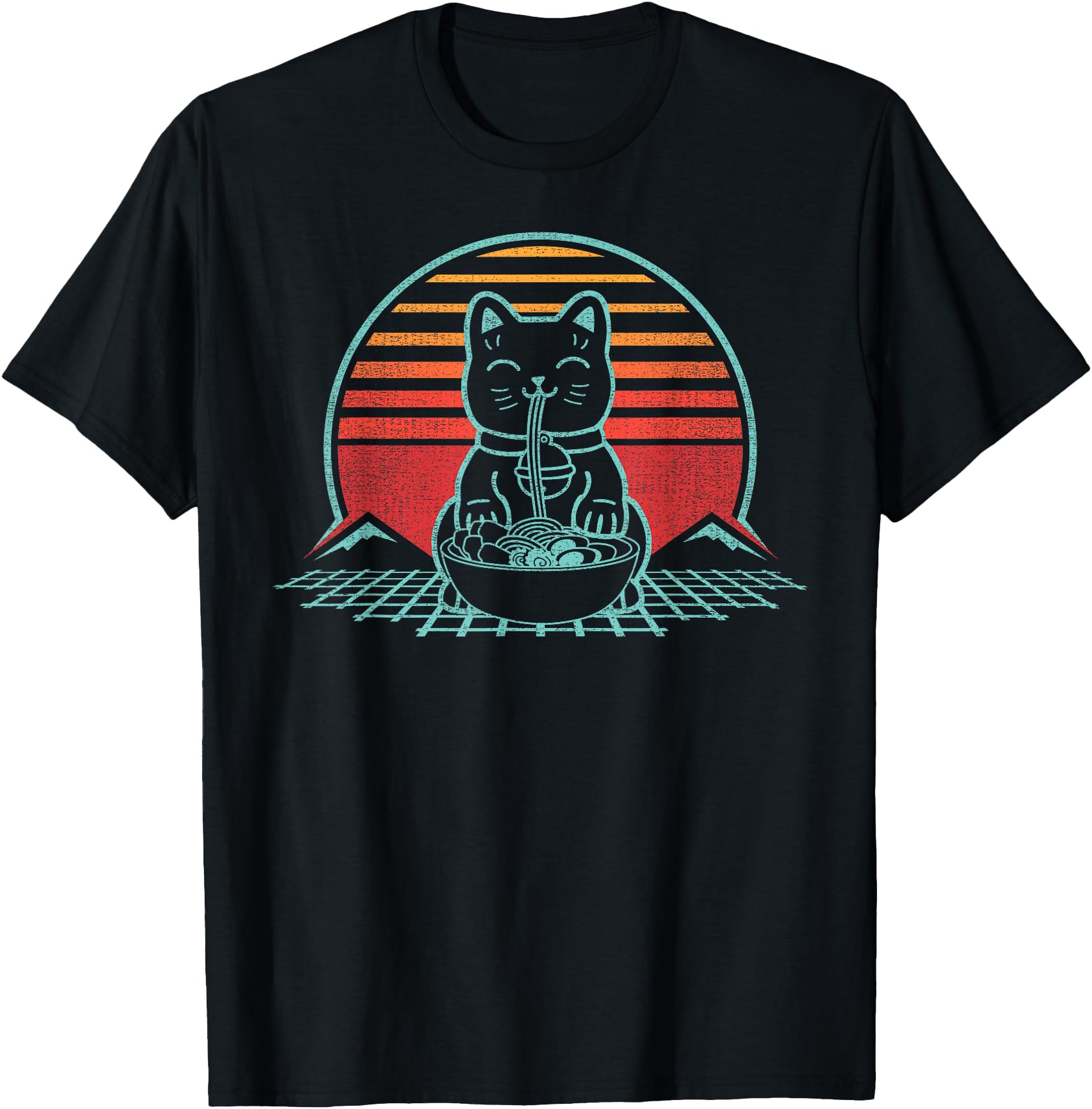 Anime Ramen Cat Retro Japanese Noodles Kawaii Funny
