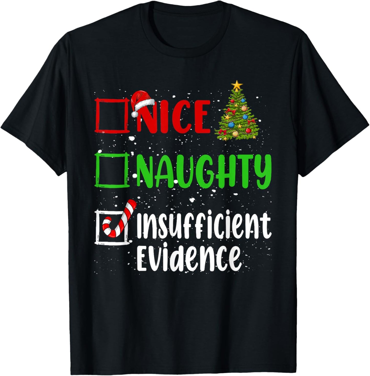 Nice Naughty List Funny Christmas List Unisex-Adults T-Shirt Black Small