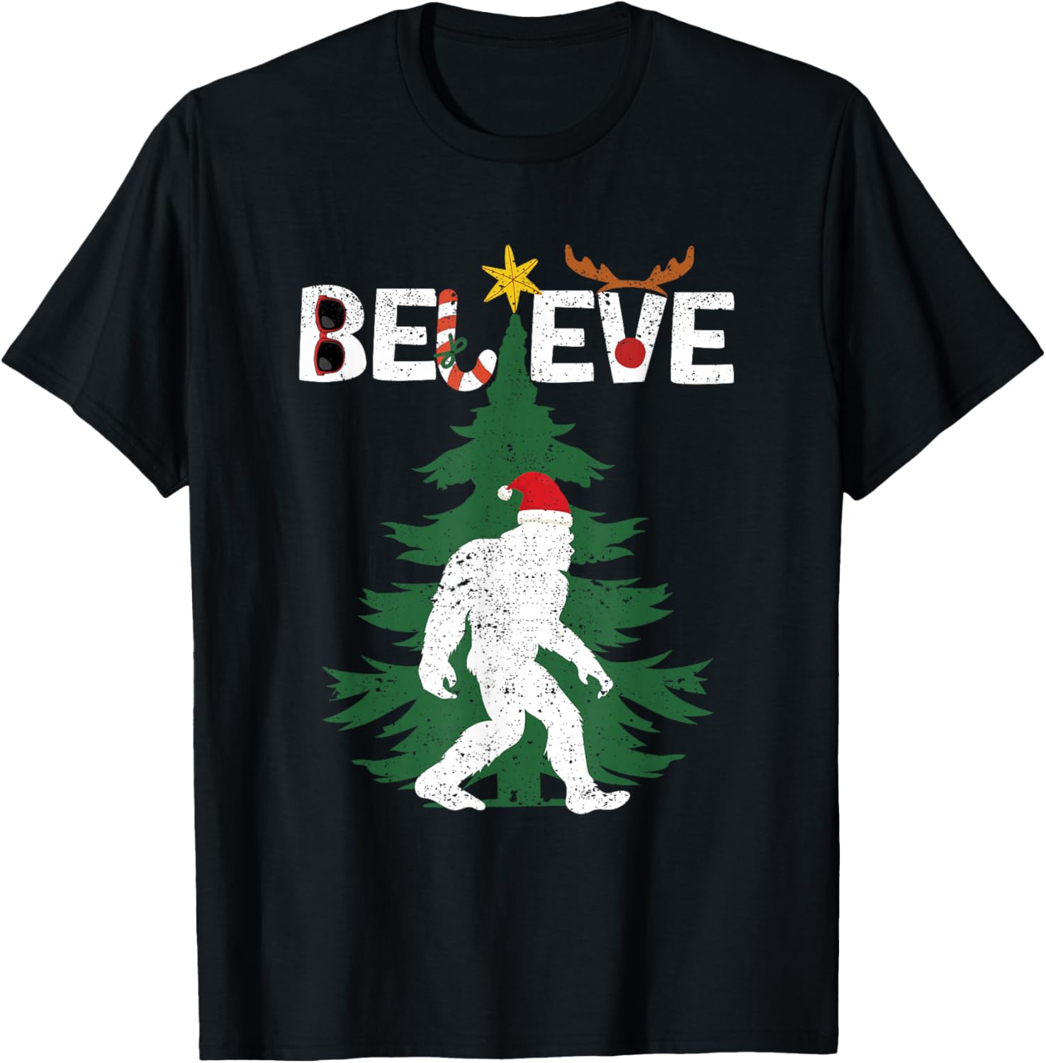 Believe Bigfoot Sasquatch Yeti Santa Hat Christmas Pajamas