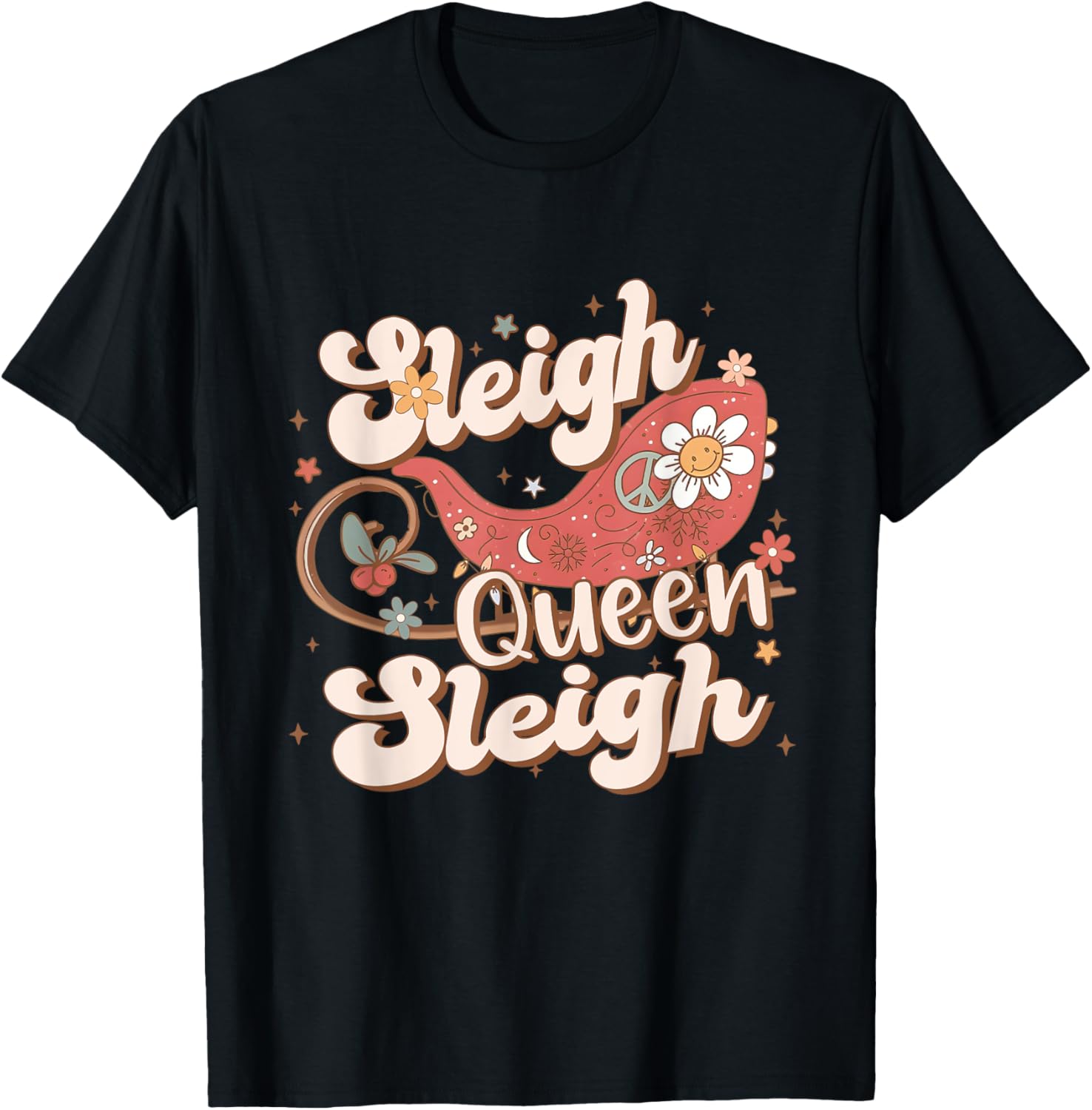 Sleigh Queen Sleigh Holiday Christmas Retro Groovy Xmas