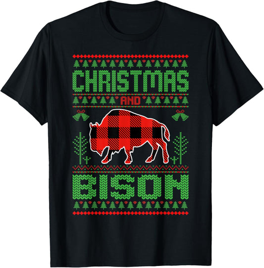 Christmas And Bison Xmas Holidays Ugly Christmas Bison