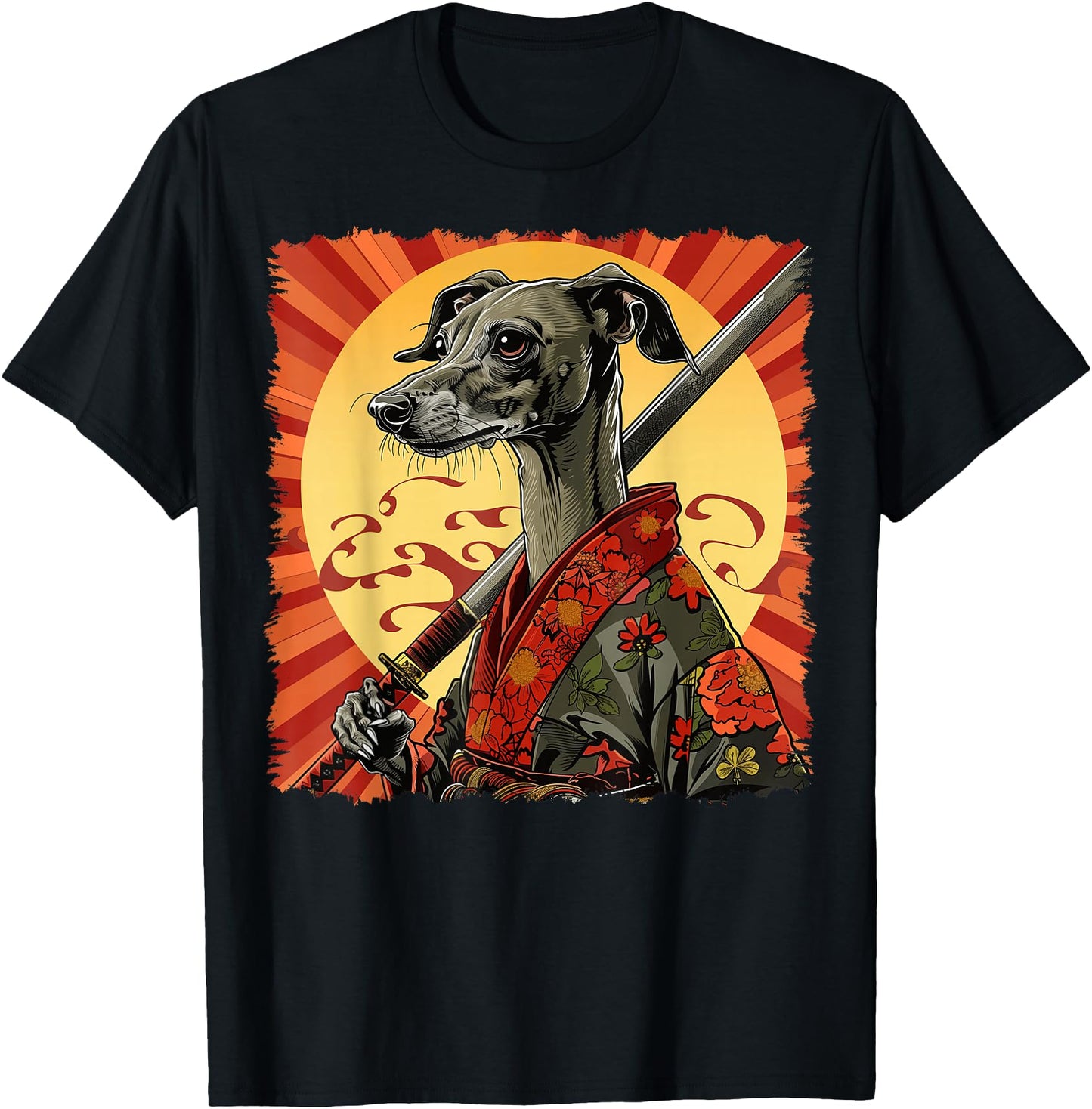 Italian Greyhound Dog Japanese Art Samurai Ukiyo-e Vintage