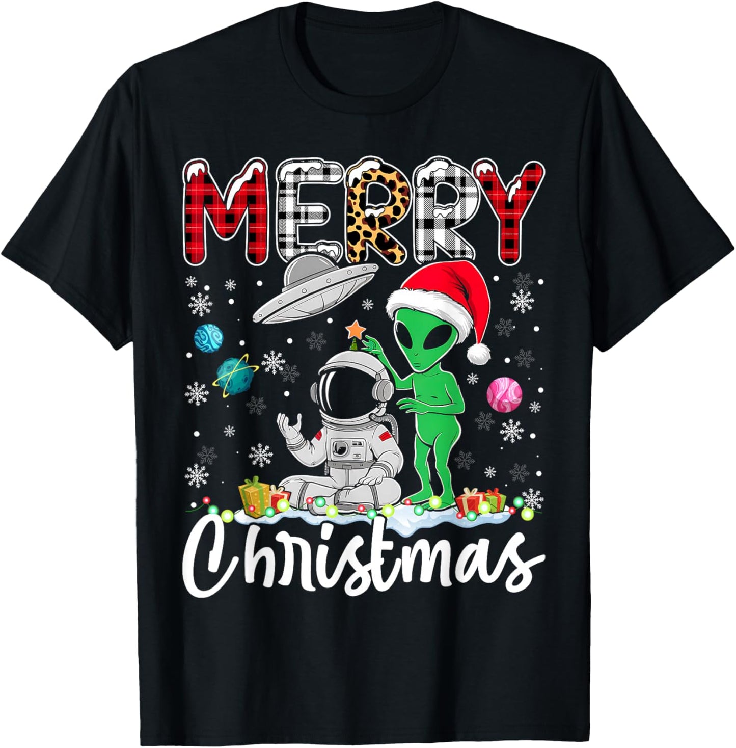 Alien Santa Astronaut UFO Christmas Snowflakes Xmas