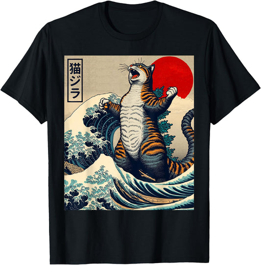 Catzilla Cat Japanese Art Funny Cat Gifts For Men Women