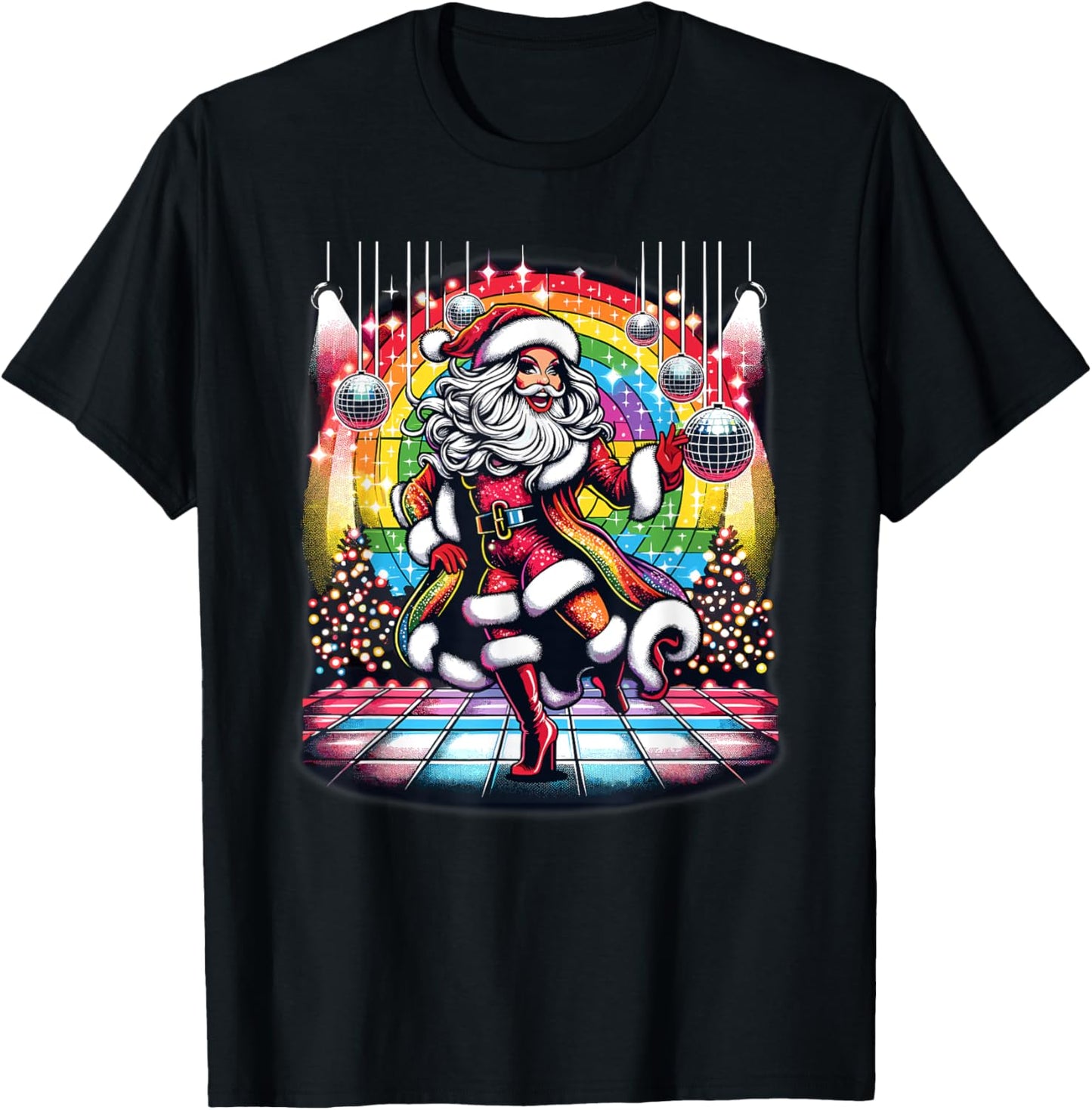 Retro Drag Queen LGBTQ Santa Xmas Funny Dancing Lover Disco