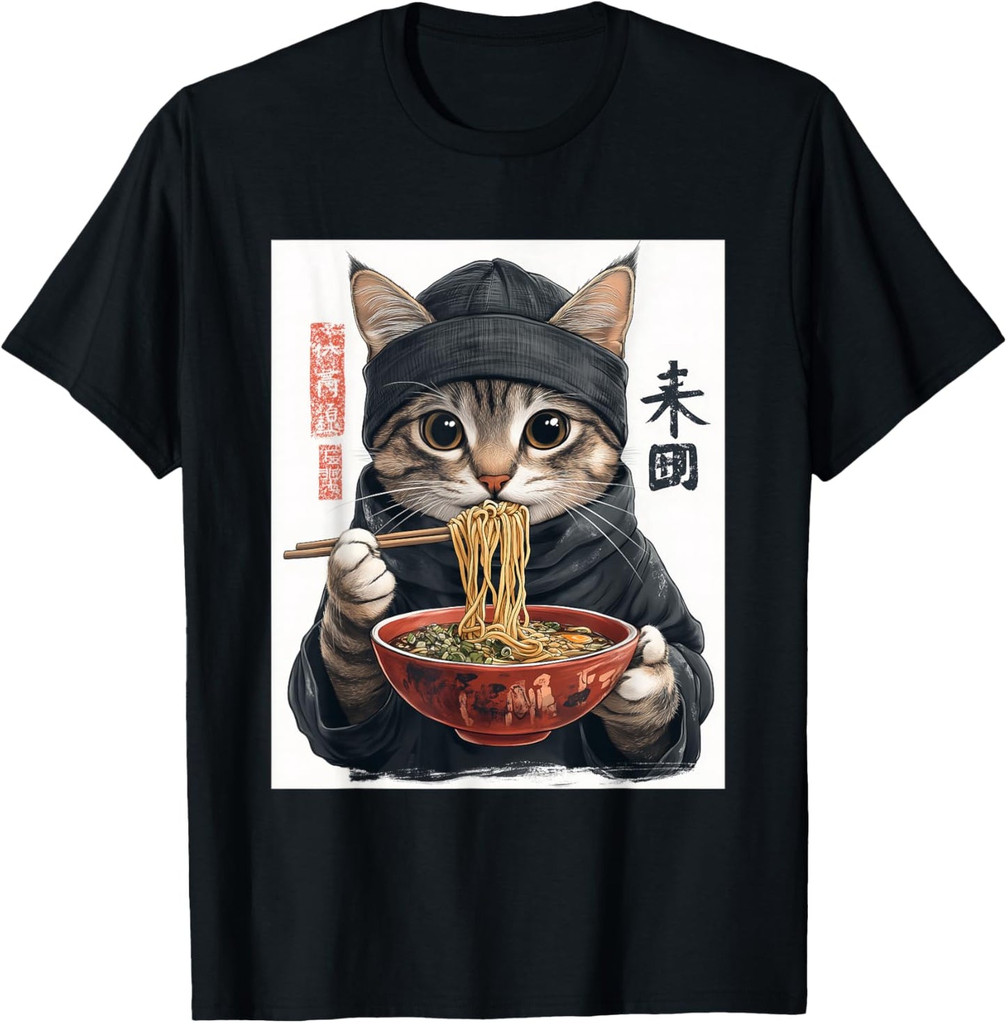 Anime Cat Ramen T-Shirt - Japanese Style Graphic Tee