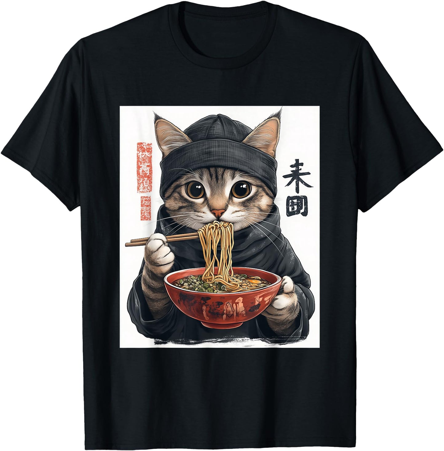 Anime Cat Ramen T-Shirt - Japanese Style Graphic Tee