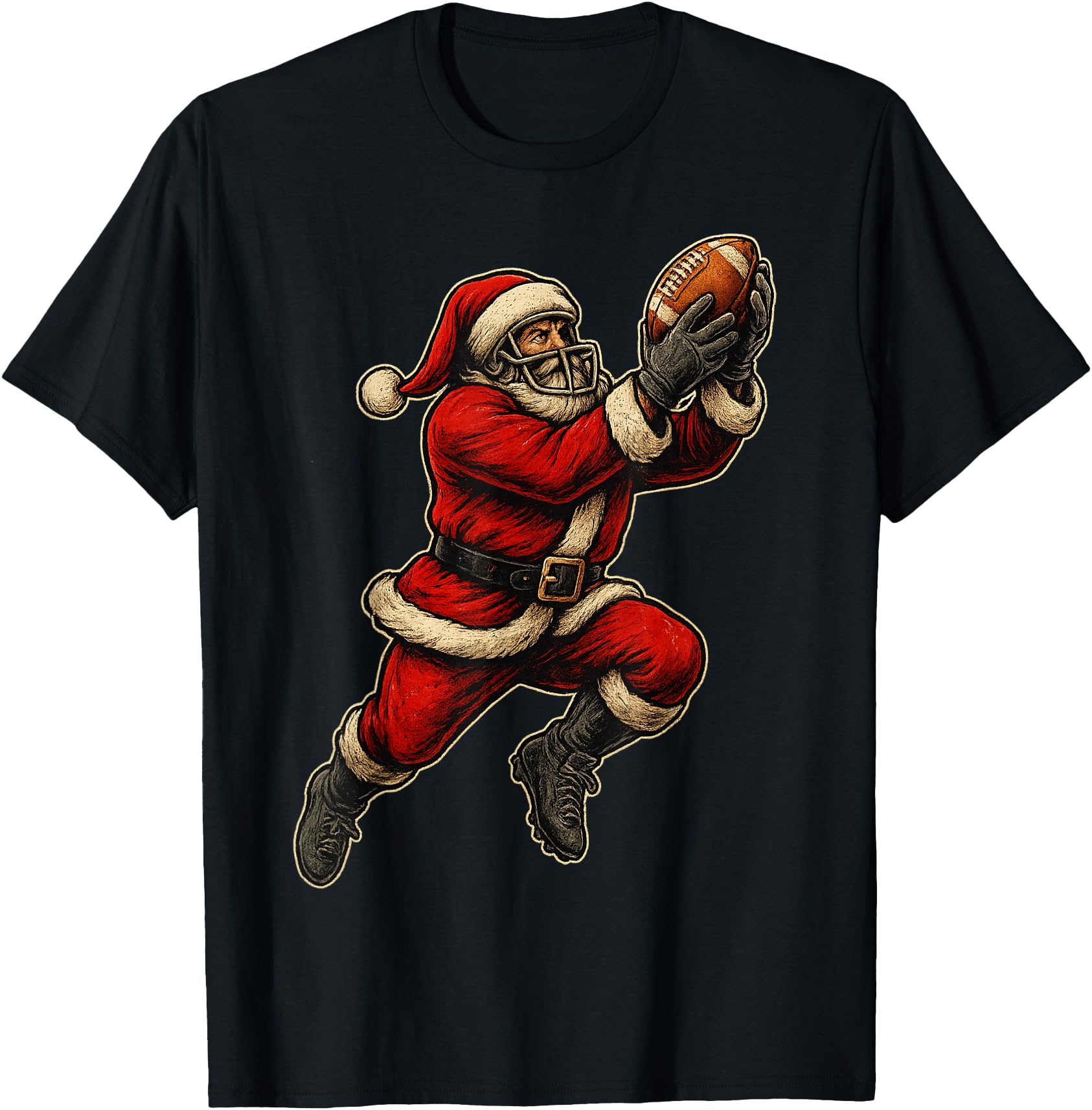 Santa Claus Playing American Football Christmas Football Fan