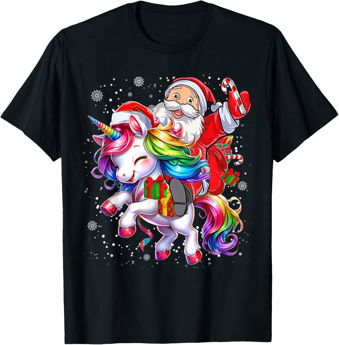 Cute Unicorn Christmas Girls Kids Women Santa Unicorn Xmas