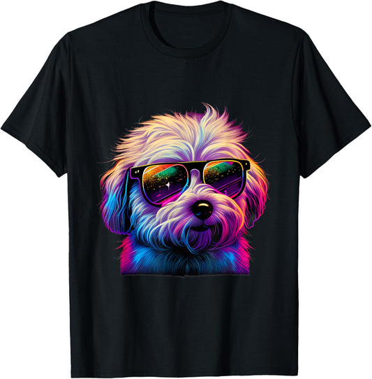 Abstract Coton De Tulear Dog Lovers Retro Multicolor Cartoon Coton De Tulear Dog T-Shirt Unisex-Adults &amp; Kids Short Sleeve T-Shirt Small