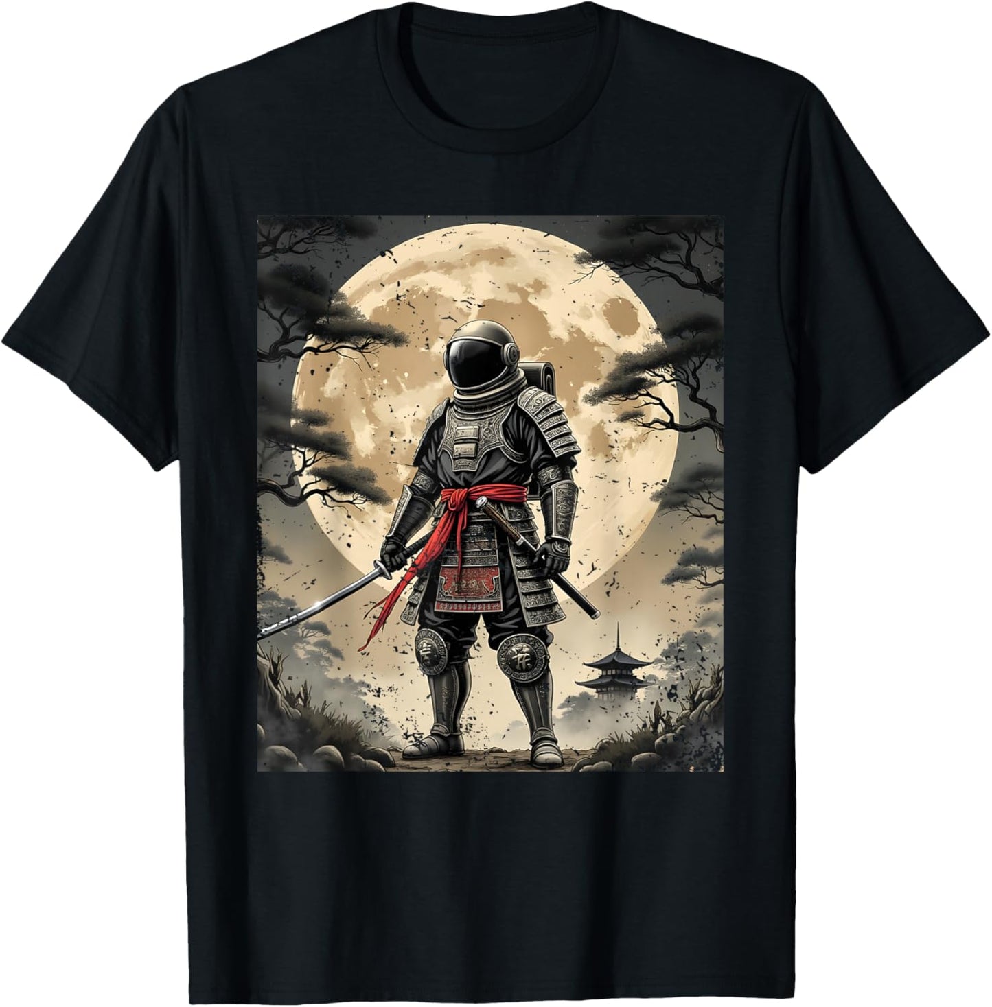 Samurai Astronaut Japanese Moon Vintage Graphic Ukiyo-e Art