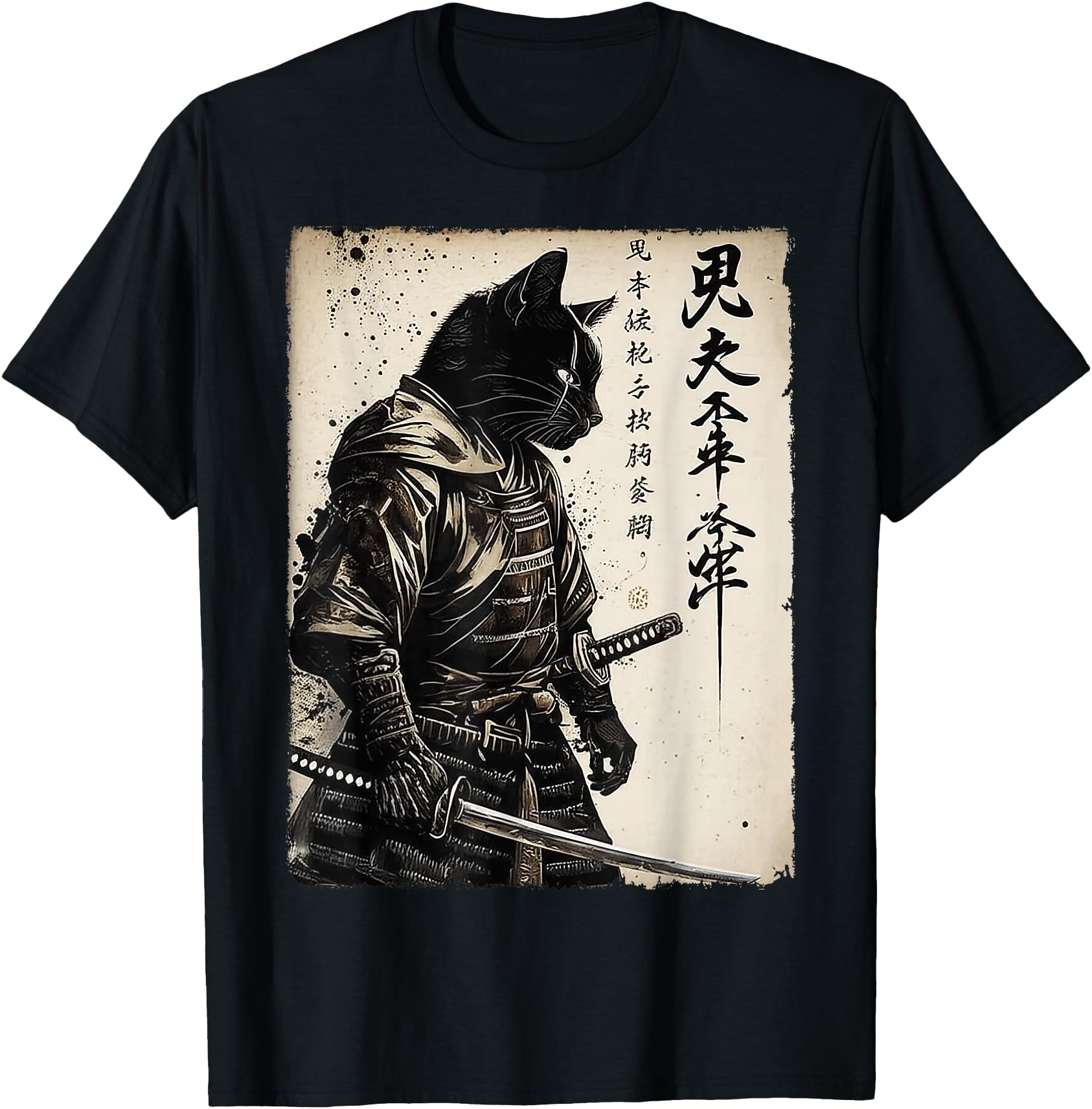 Samurai Cat Japanese Art Anime Gifts Men Women Kid Graphic