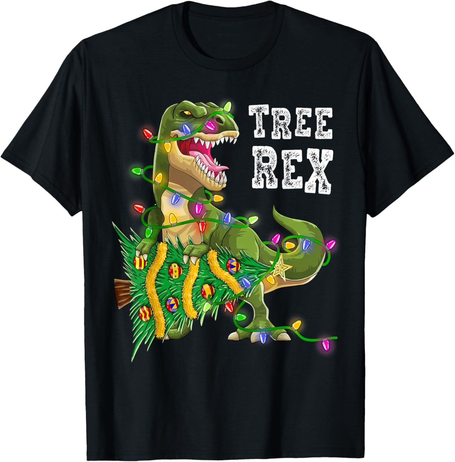 Dinosaur Christmas Shirt Tree Rex Men Boys Kids Xmas Gifts