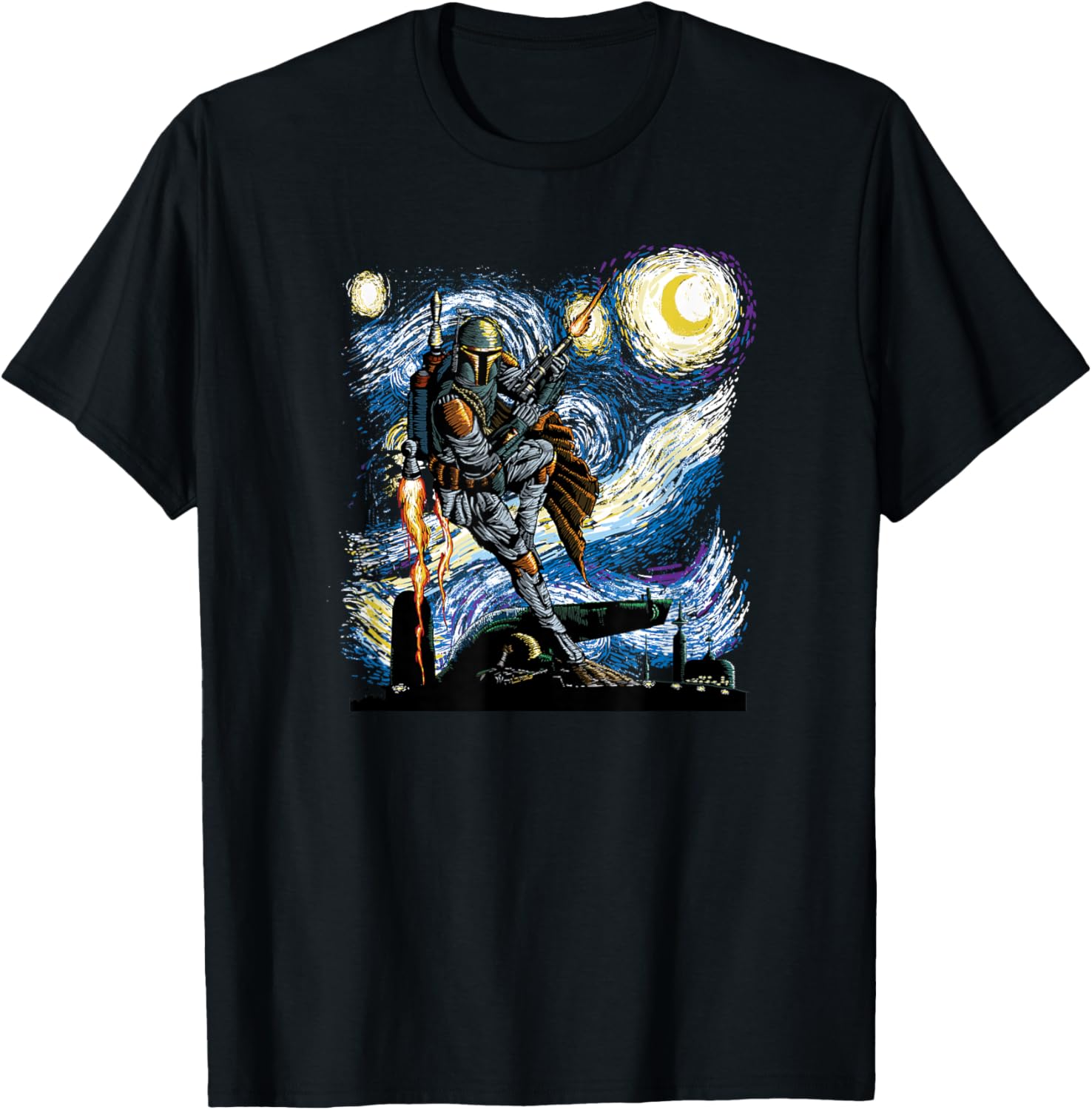 Star Wars Classic Boba Fett Van Gogh's Starry Night Painting