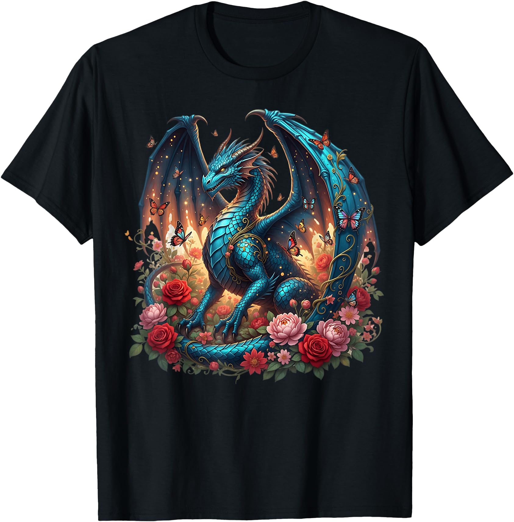 Japanese Dragon Butterflies Asian Roses Blossoms Dragon