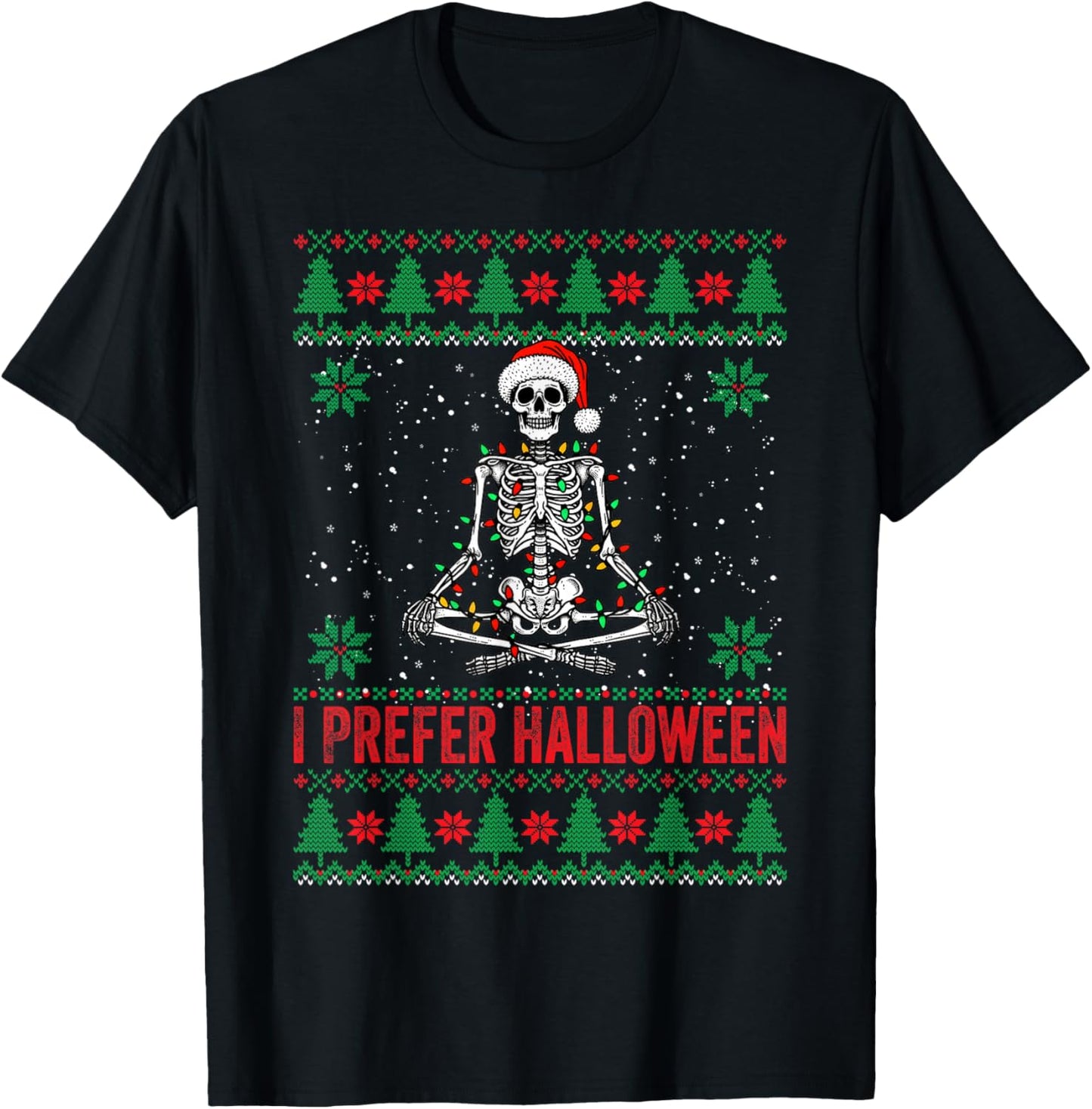 I Prefer Halloween Christmas Sweater Funny holiday Ugly xmas