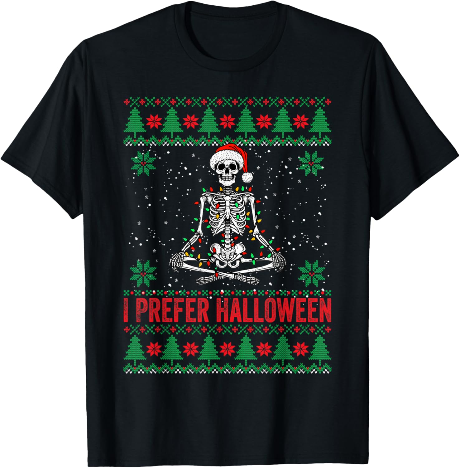 I Prefer Halloween Christmas Sweater Funny holiday Ugly xmas