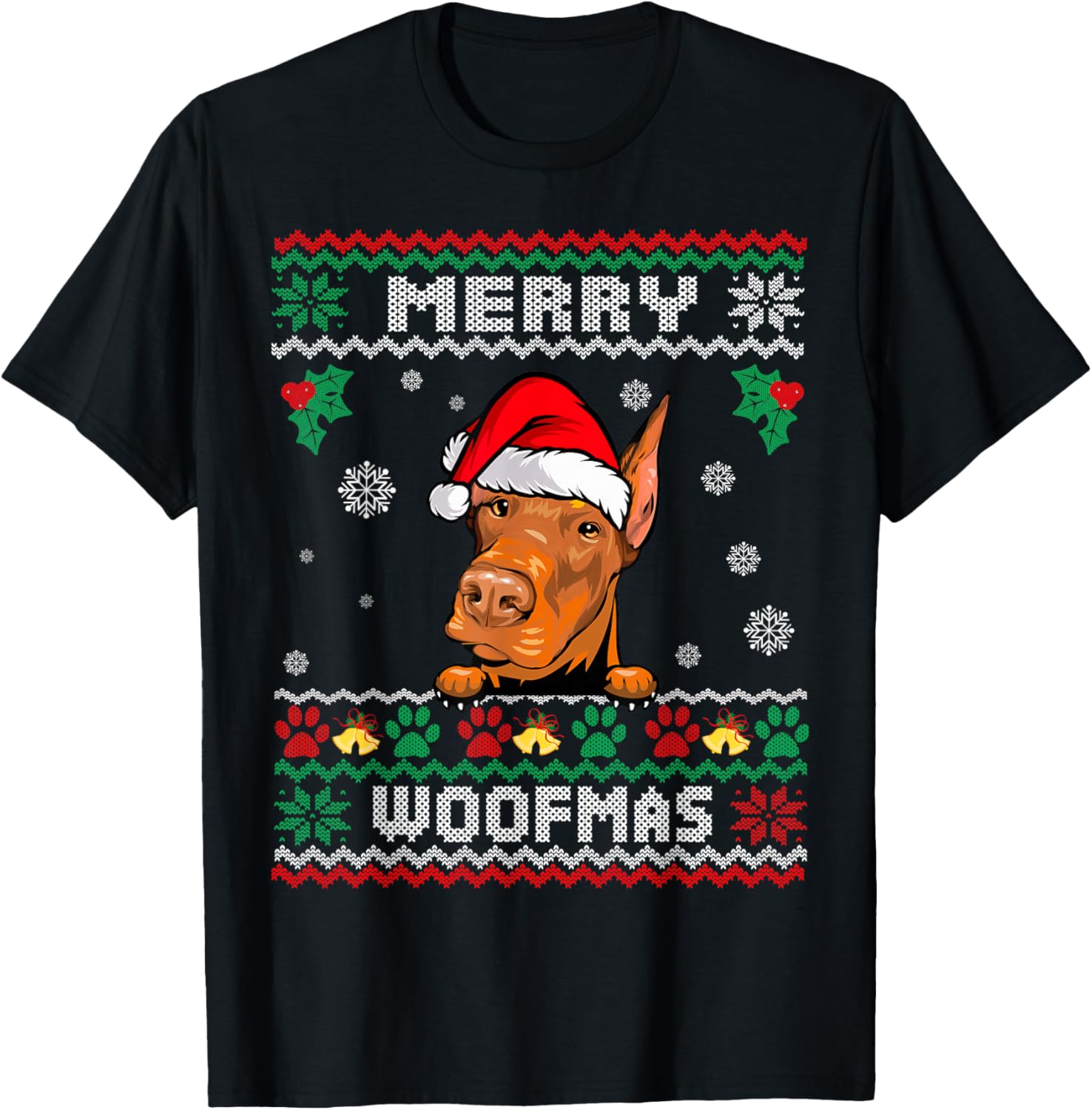 Merry Woofmas Doberman Dog Funny Ugly Christmas Sweater Xmas