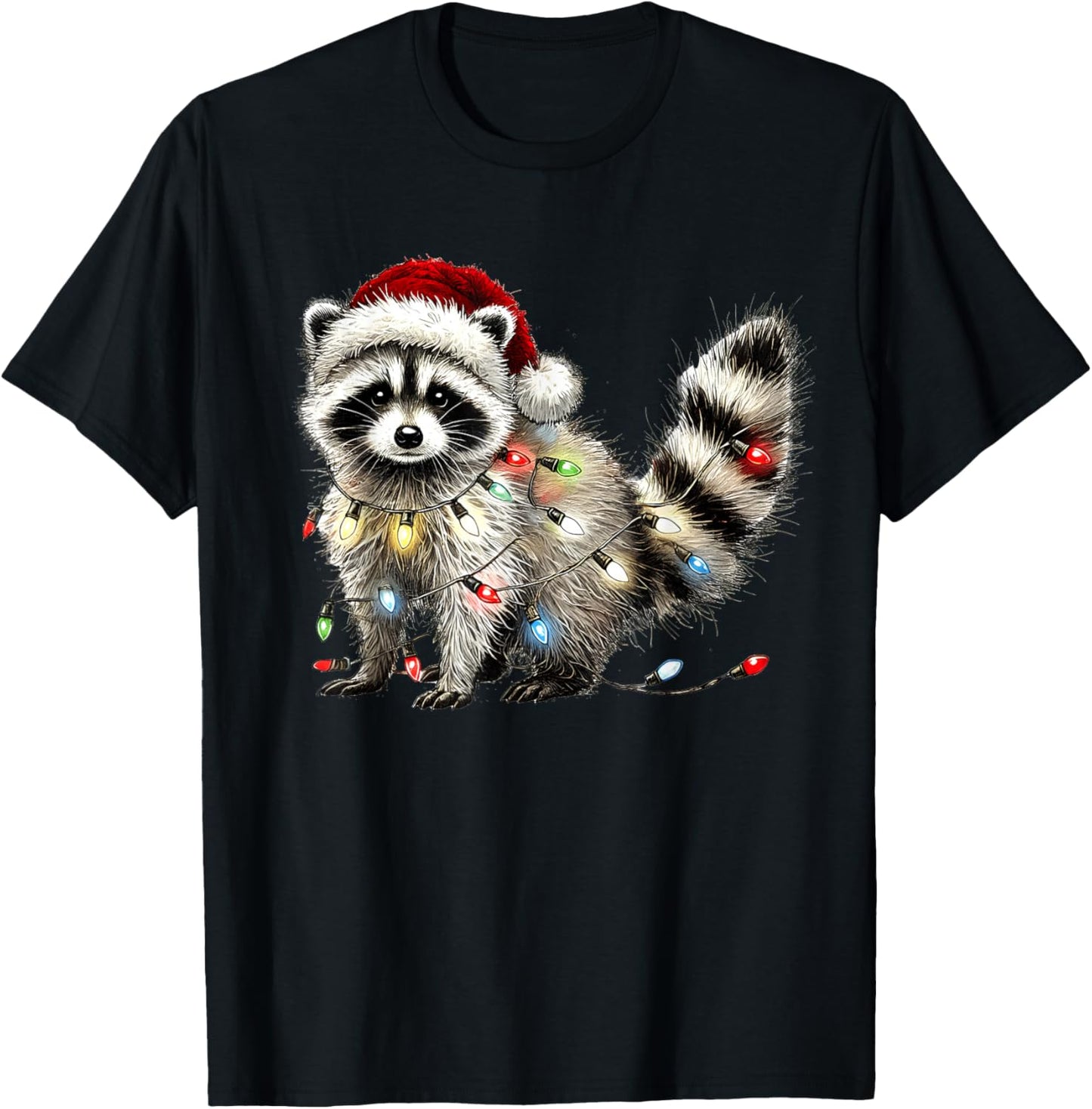 Santa Raccoon Christmas Lights Trash Panda Xmas Holiday