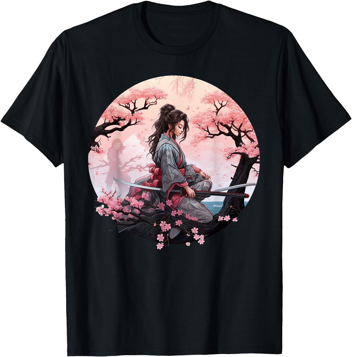 Japanese Samurai Girl Vintage Retro Sakura Cherry Blossom