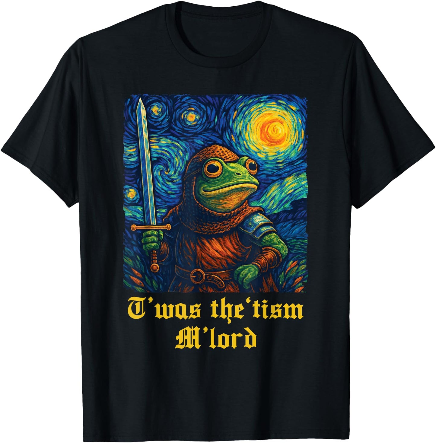Funny Van Gogh TWAS The Tism M Lord Frog Knight Graphic Tee