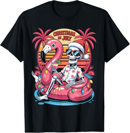 Christmas in July Skeleton Flamingo Float Summer Xmas