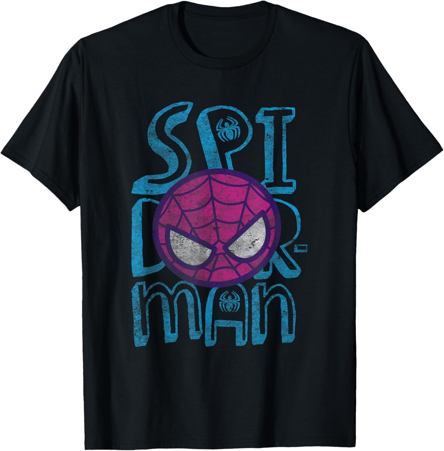 Marvel Kawaii Spider-Man Chibi Face Logo Distressed