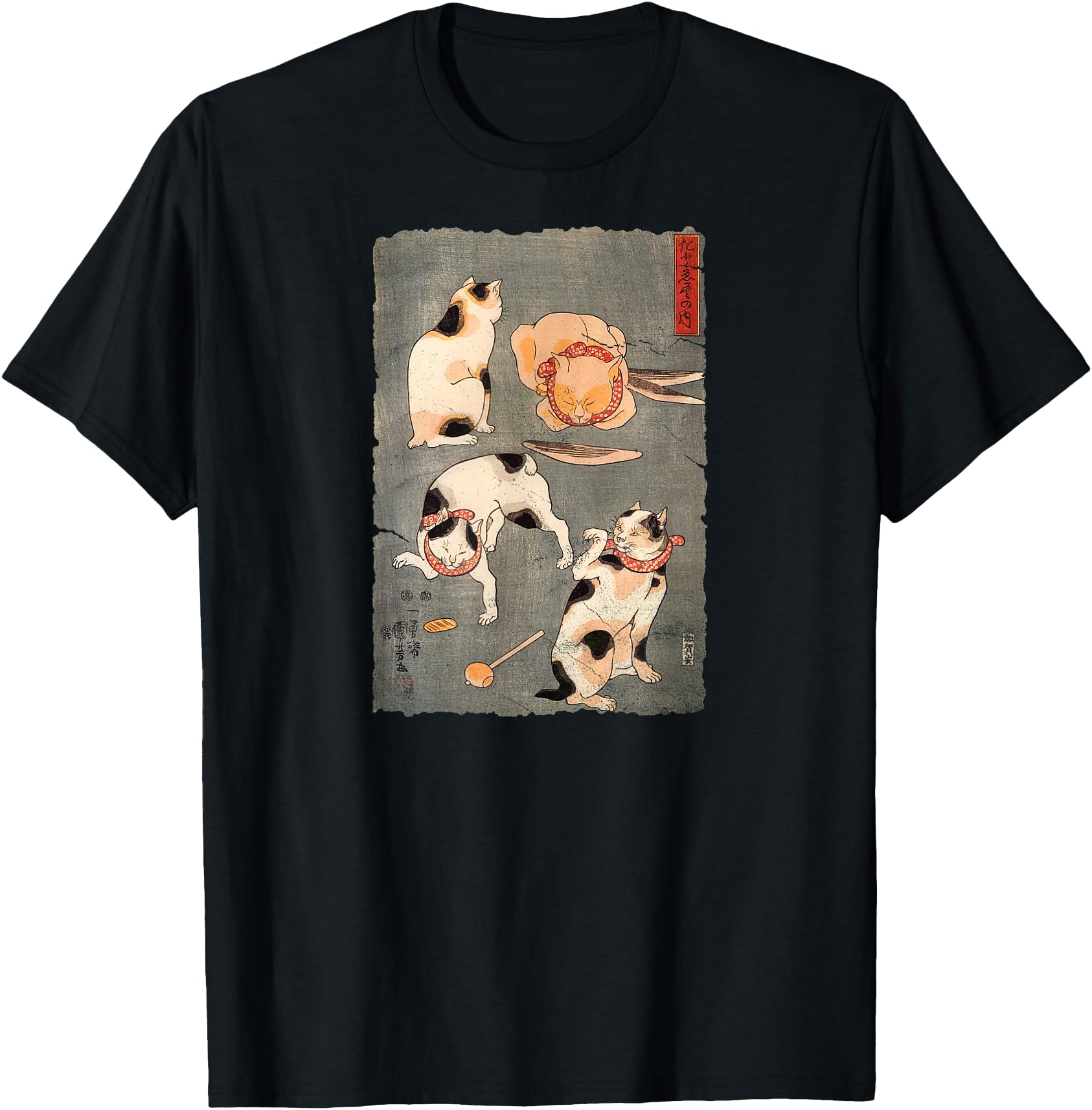 Vintage Japan Art Four Cats Utagawa Retro Japanese Culture