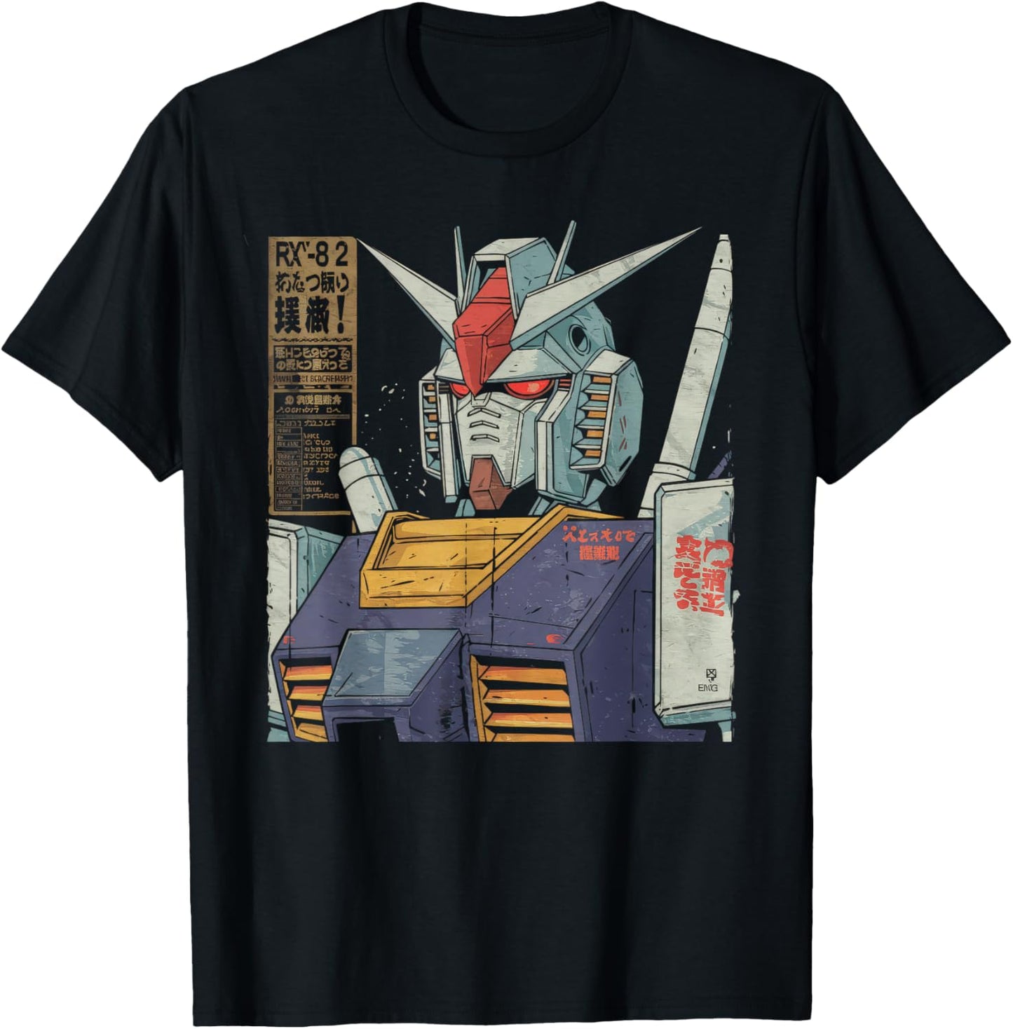 Mecha Tshirt Japanese Mecha Robot Head Anime Art Ukiyo-E