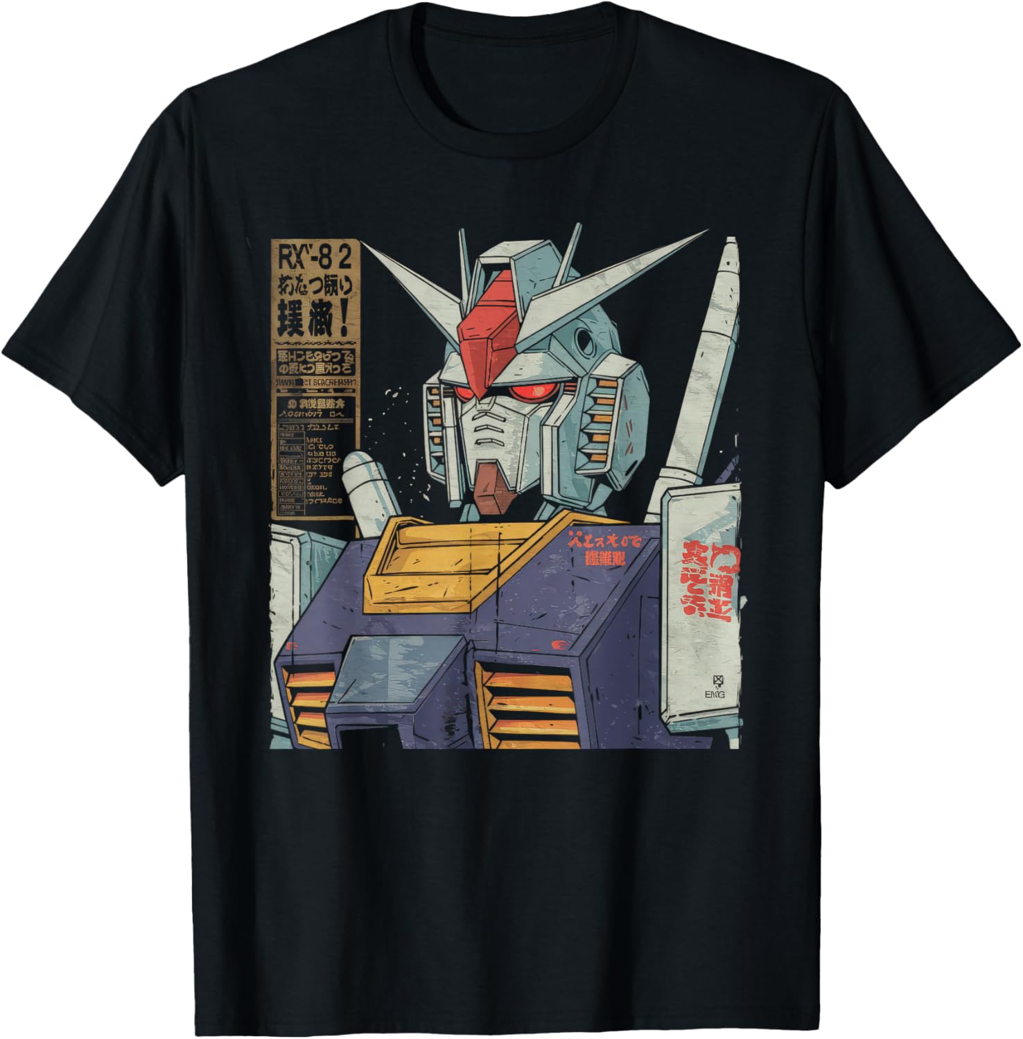 Mecha Tshirt Japanese Mecha Robot Head Anime Art Ukiyo-E