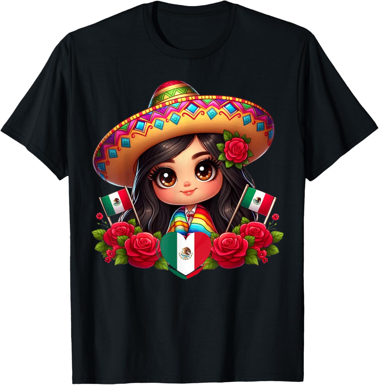 Adelita Mexican Cute Chibi Zarape Brown Haired Chingona