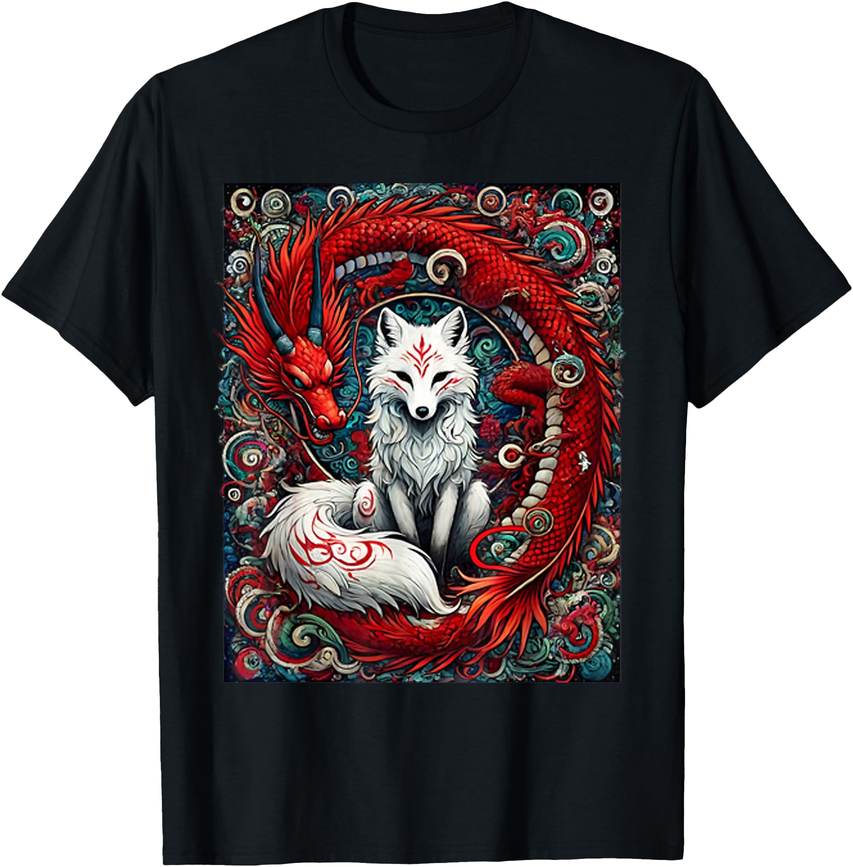 Japanese Mystical Nine-tailed Fox Kitsune Dragon Foxes