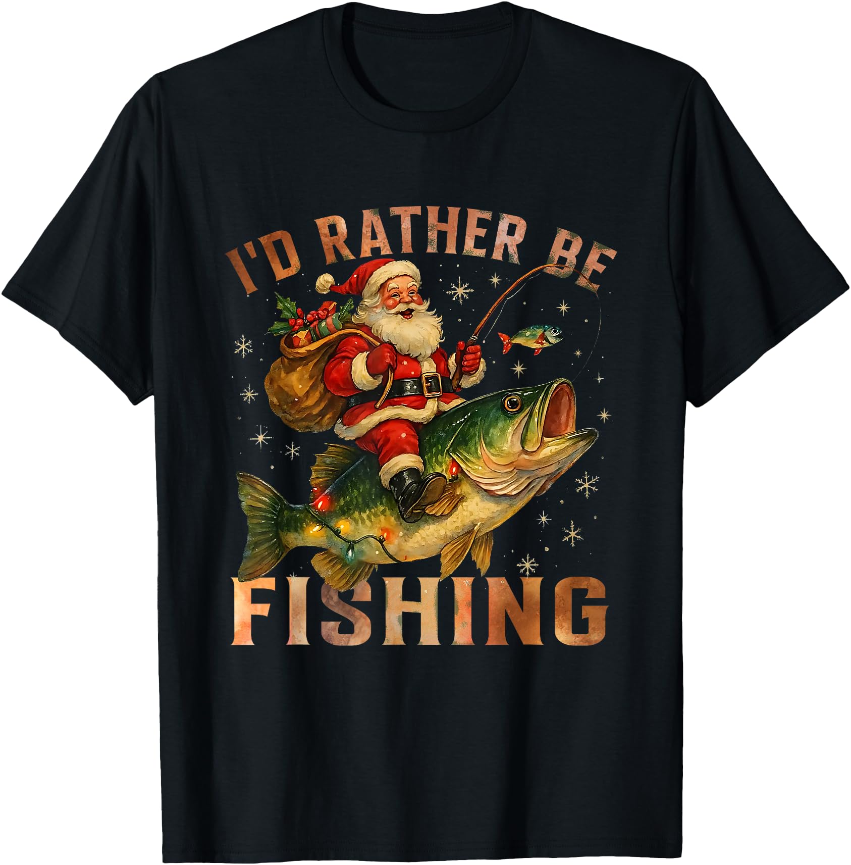 I'd Rather Be Fishing Funny Santa Christmas