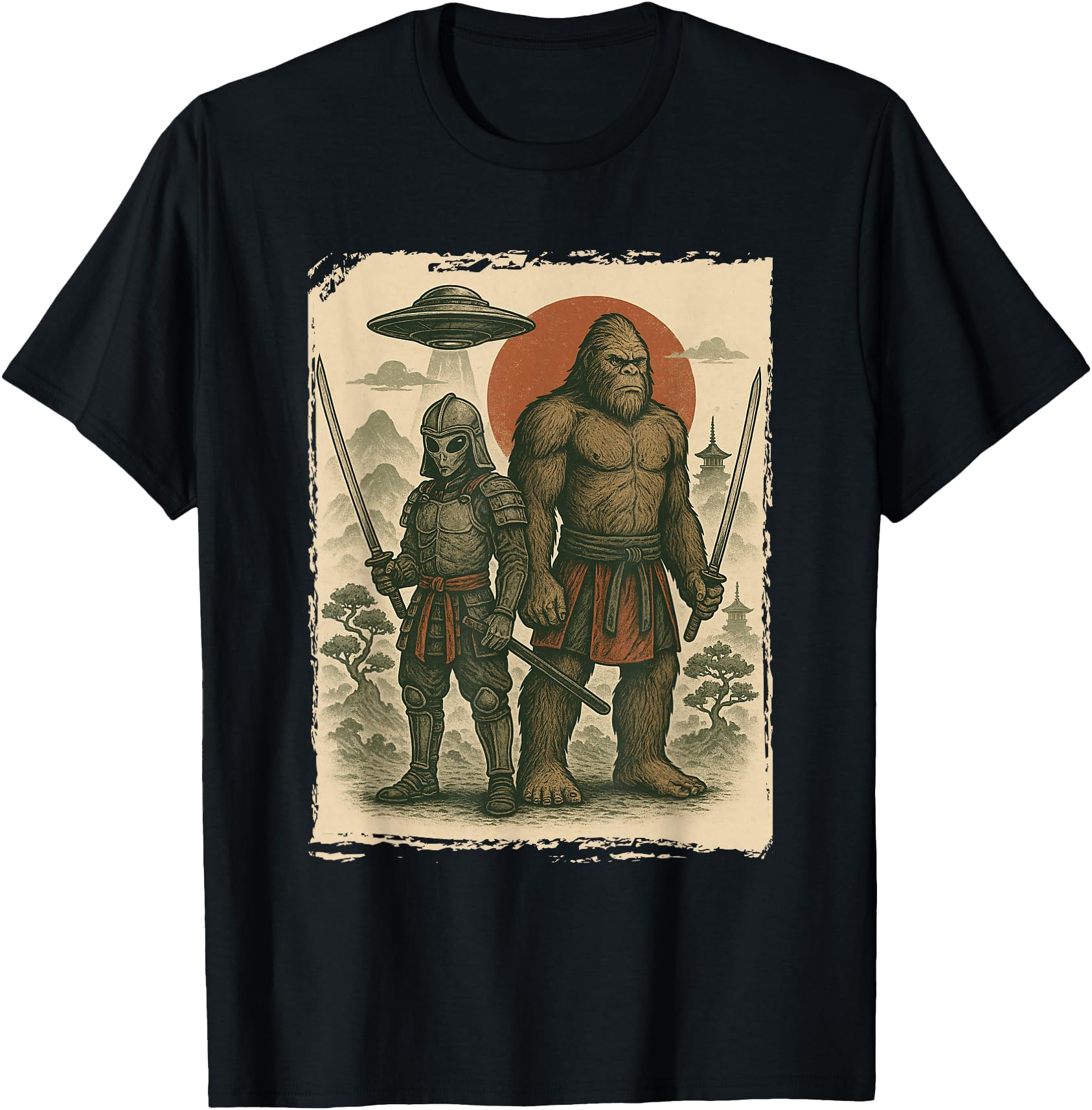 Samurai, Bigfoot & Alien, UFO Vintage Ninja & Japanese