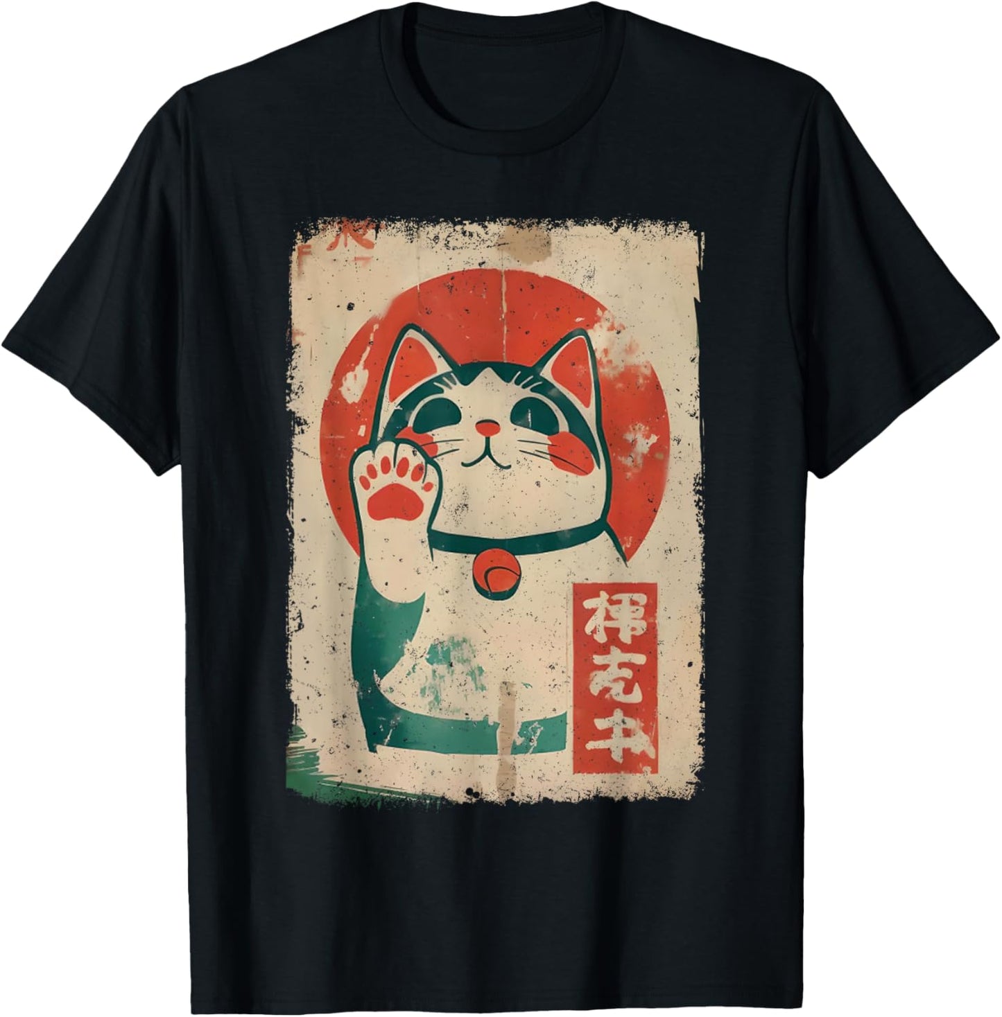 Maneki Cat Japanese Lucky Neko Graphic Tee Kawaii Cats Anime
