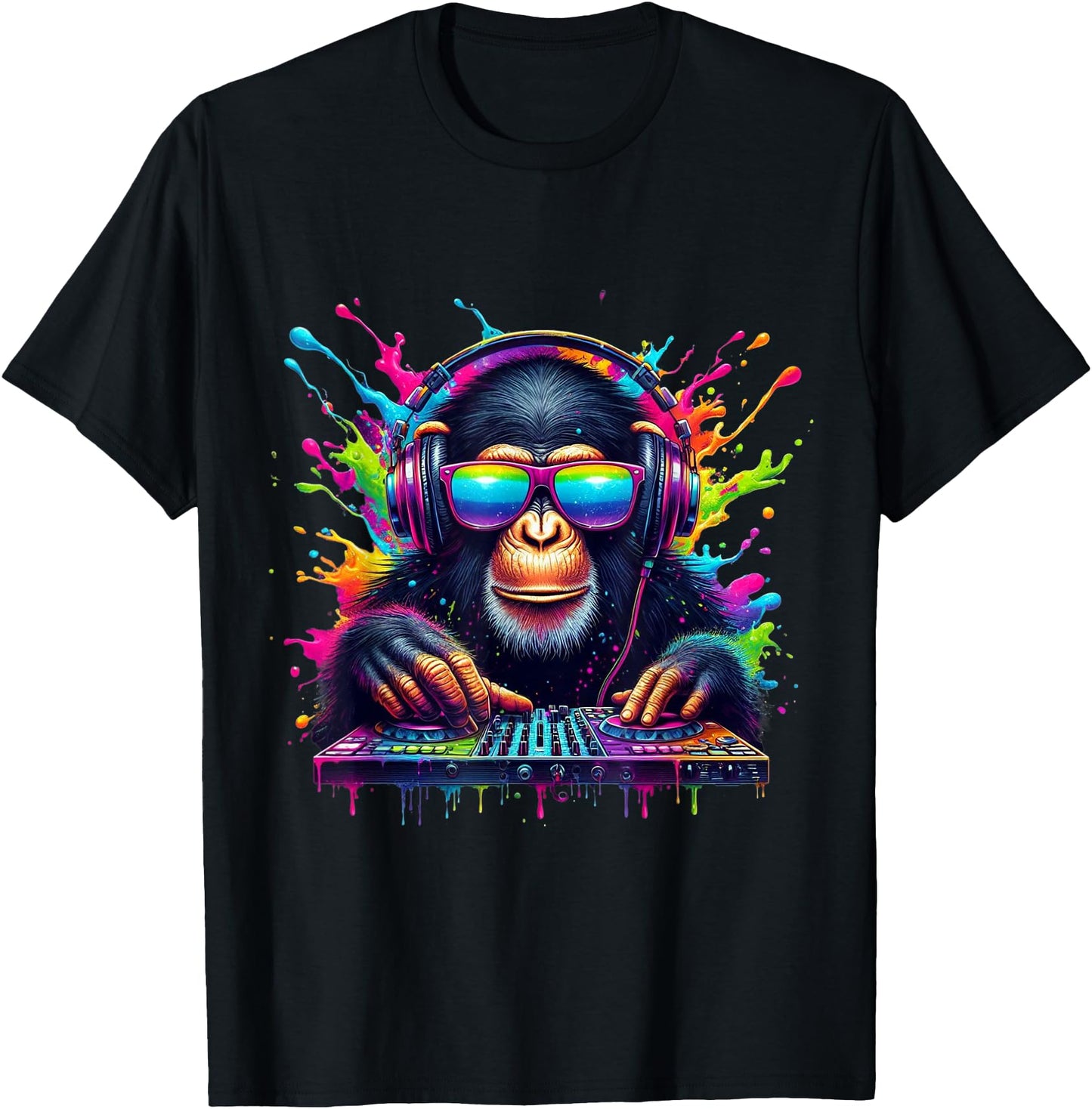 Neon DJ Monkey Rave EDM Festival Party Monkey