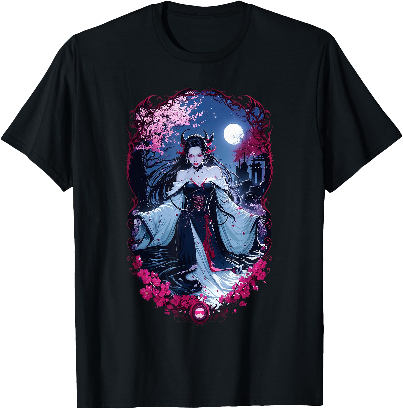 Anime Girl Gothic Waifu Japanese Moonlight Elegance