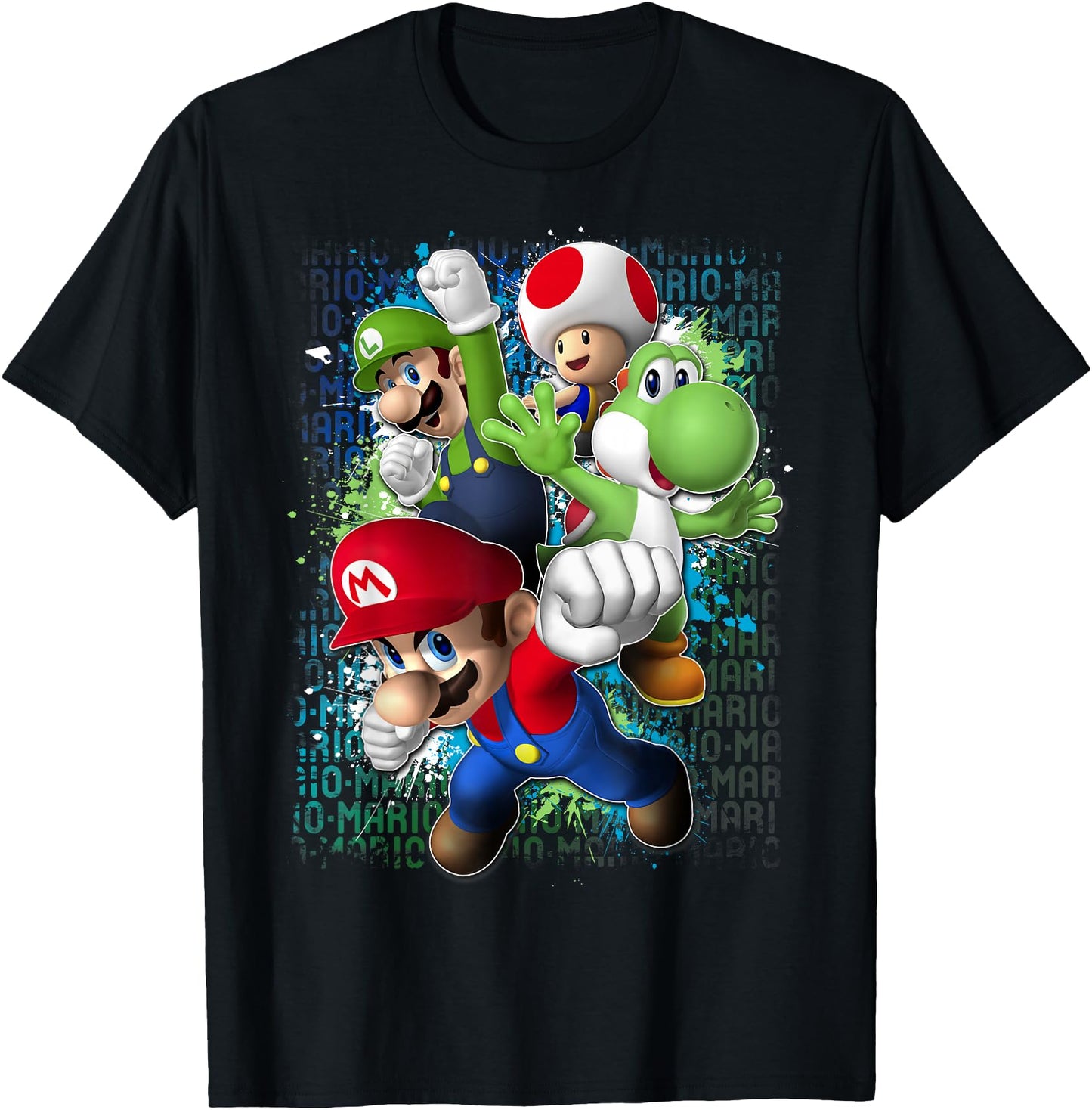 Nintendo Super Mario Luigi Paint Splatter Action T-Shirt