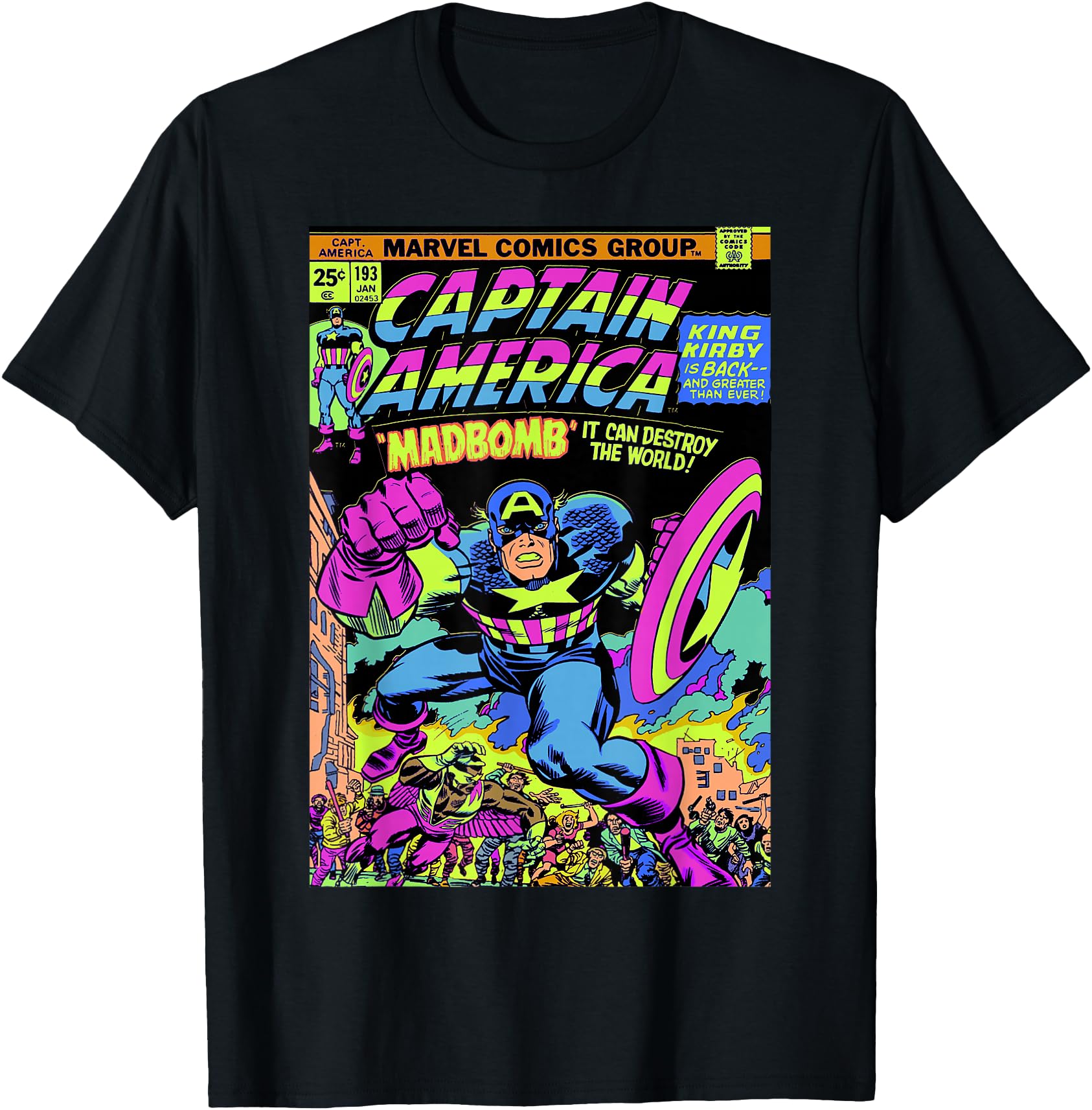 Marvel Captain America Comic Neon Graphic T-Shirt