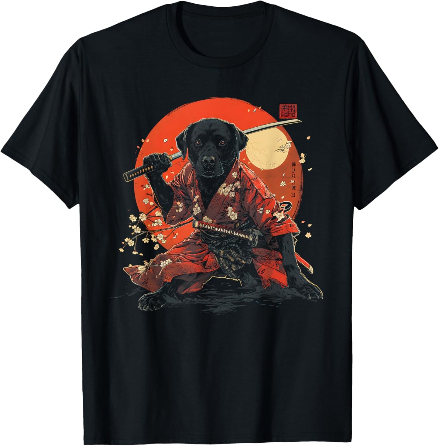 Labrador Retriever Dad Cute Japanese Anime Stuff Samurai Dog T-Shirt for Men Women Kids